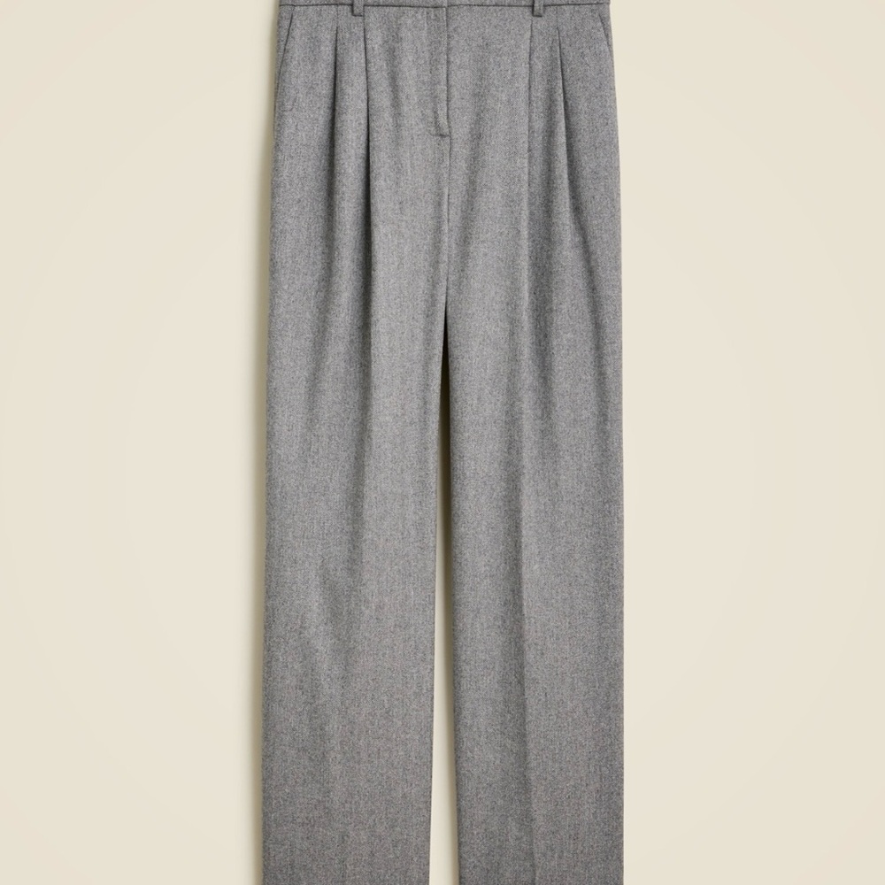 J. Crew Wide Leg Pant in Gray Herringbone